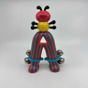Vintage Parents Battat 8" Bug Bells Colorful Insect Ant Letter A Baby Rattle Toy
